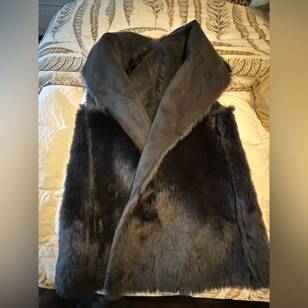 Shawl Faux Suede Fur Bonded Vest main image 1